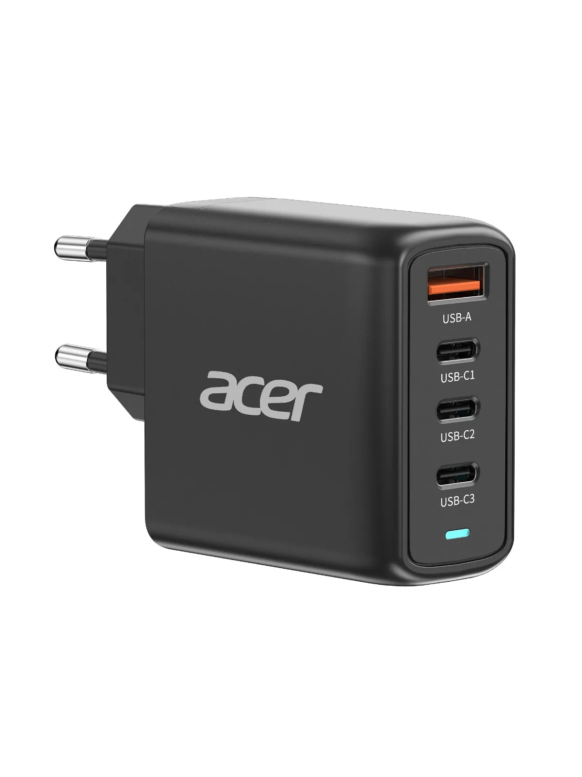 Acer 100W PD GaN Charger, 3 x USB C and 1 x USB A, EU Plug, 100W USB-C cable, Black, Retail Pack