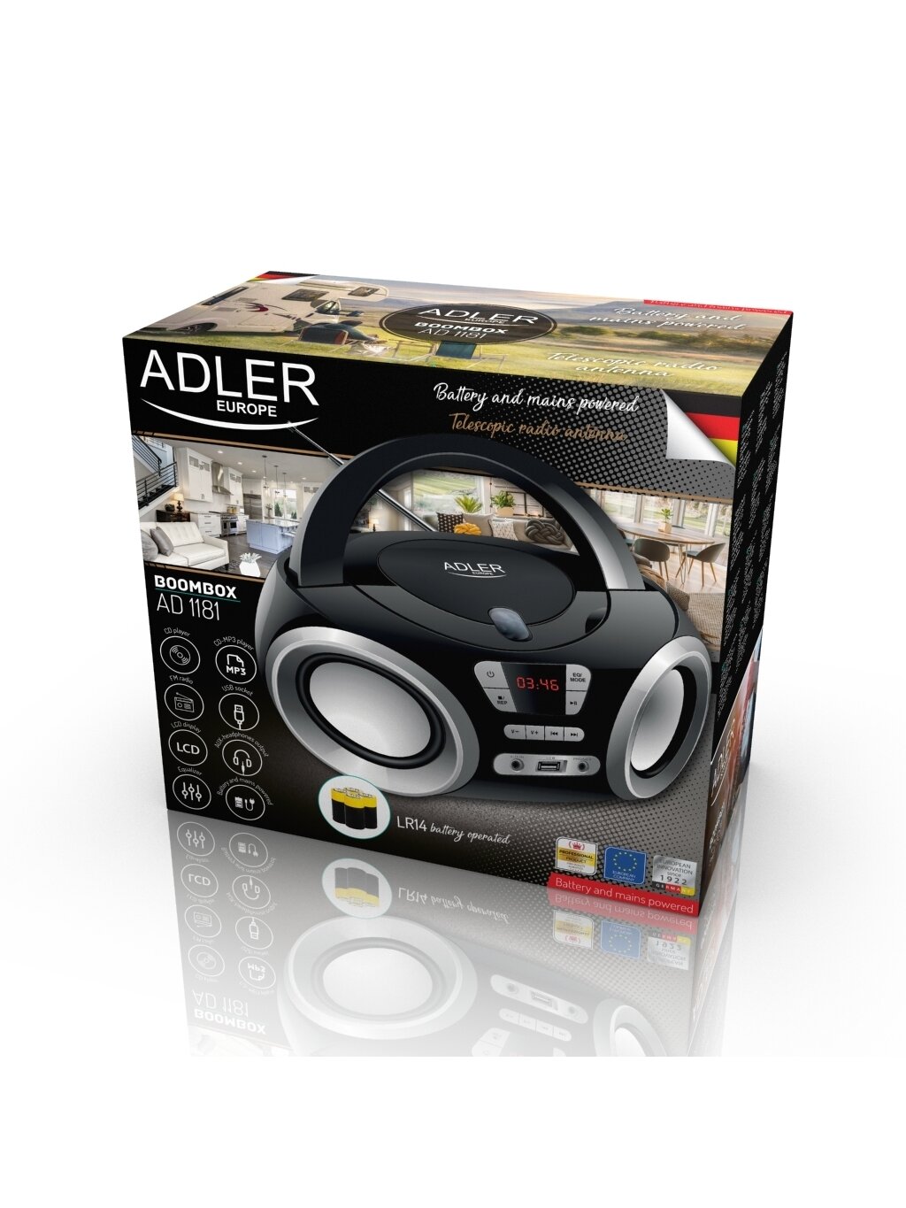 Adler | CD Boombox | AD 1181 | Speakers | USB connectivity 6 Adler | CD Boombox | AD 1181 | Speakers | USB connectivity 6
