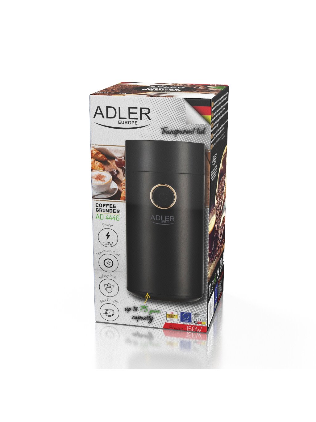 Adler | Coffee Mill | AD 4446bg | 150 W | Coffee beans capacity 75 g | Black 8