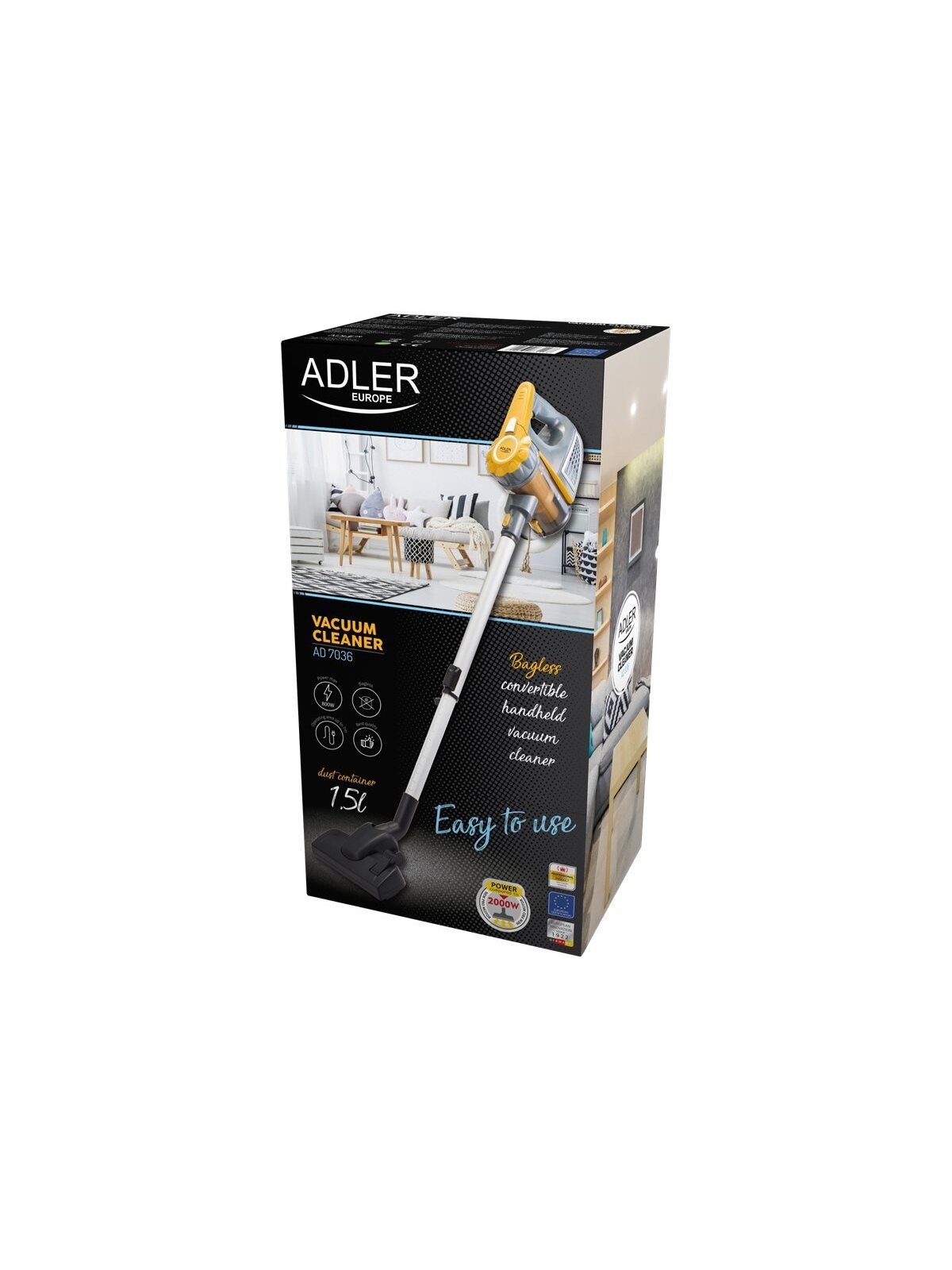 Adler Vacuum Cleaner | AD 7036 | Corded operating | Handheld | 800 W | 220-240 V | Operating radius 6 m | White | Warranty 24 month(s) 5 Adler Vacuum Cleaner | AD 7036 | Corded operating | Handheld | 800 W | 220-240 V | Operating radius 6 m | White | Warranty 24 month(s) 5