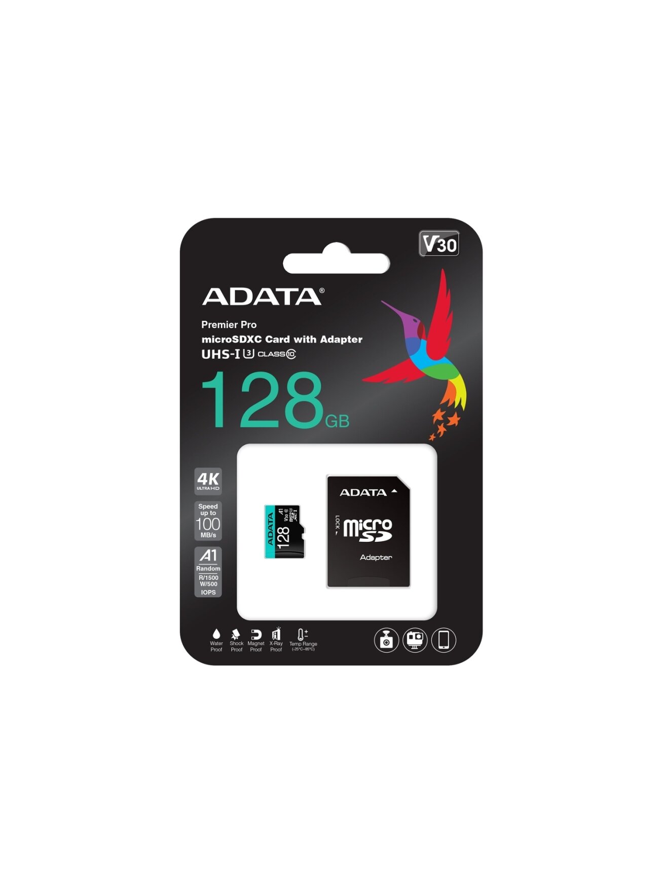 ADATA | Premier Pro | UHS-I U3 | 128 GB | micro SDXC | Flash memory class 10 | with Adapter 1 ADATA | Premier Pro | UHS-I U3 | 128 GB | micro SDXC | Flash memory class 10 | with Adapter 1