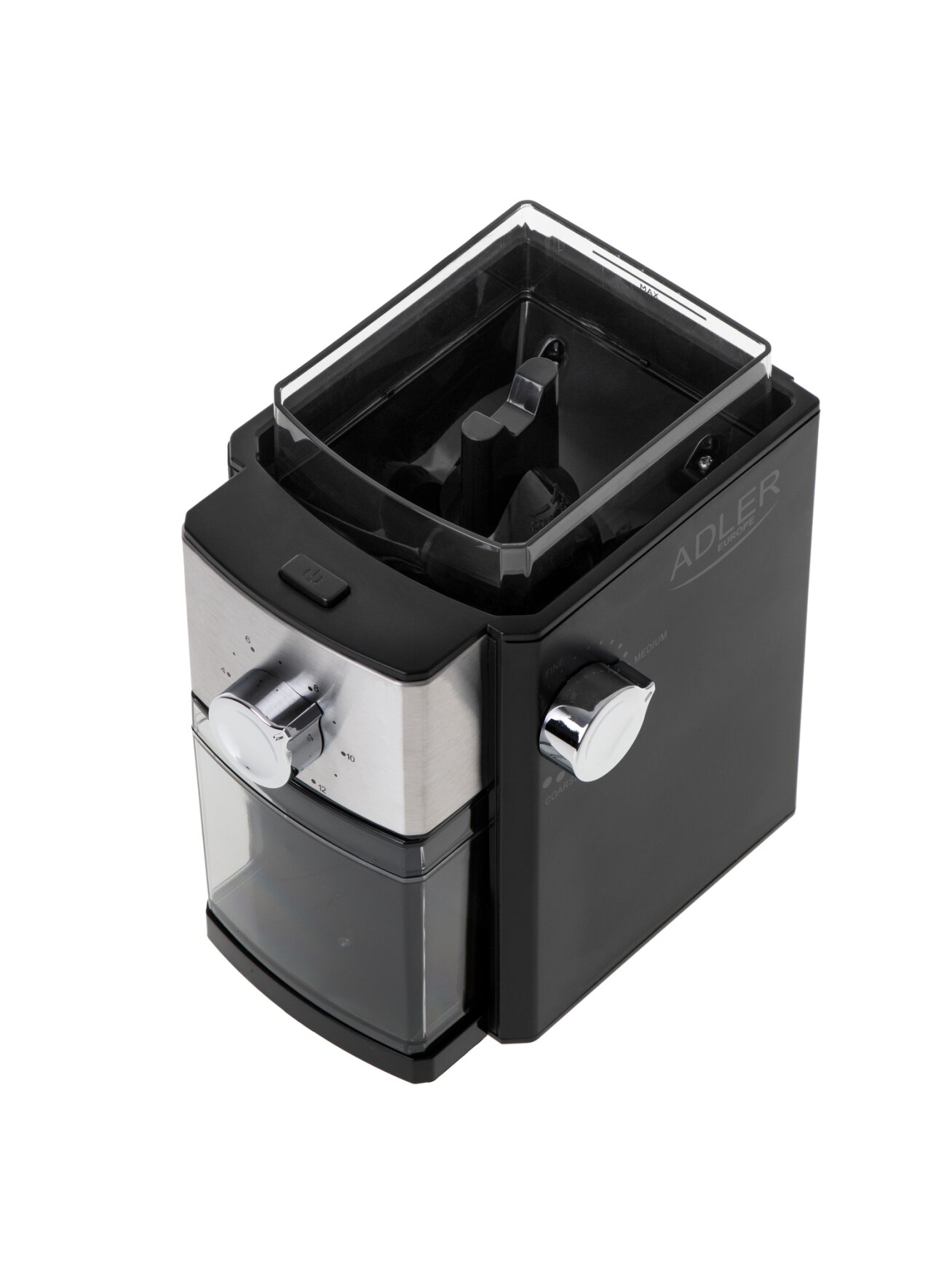 Adler | Coffee Grinder | AD 4448 | 300 W | Coffee beans capacity 250 g | Number of cups 12 per container pc(s) | Black 4 Adler | Coffee Grinder | AD 4448 | 300 W | Coffee beans capacity 250 g | Number of cups 12 per container pc(s) | Black 4