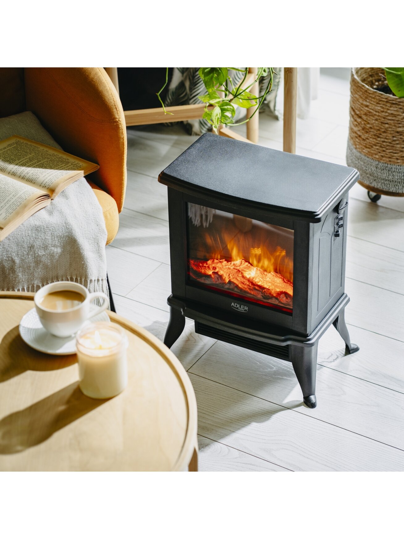 Adler Electric Fireplace | AD 7754 | Ceramic | 1800 W | Number of power levels 2 | Black 13