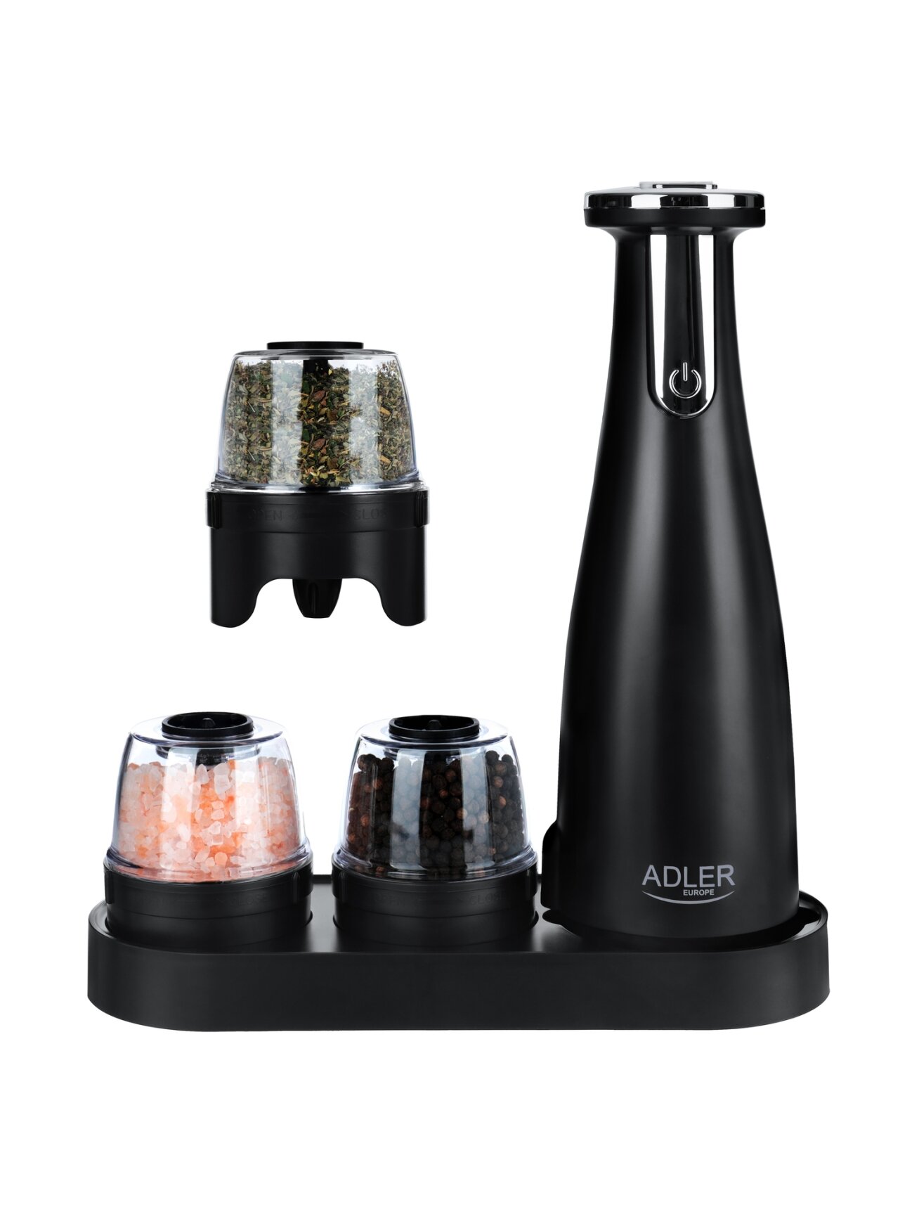 Adler | Electric Salt and pepper grinder | AD 4449b | Housing material ABS plastic | 7 W | Lithium | Matte Black 1 Adler | Electric Salt and pepper grinder | AD 4449b | Housing material ABS plastic | 7 W | Lithium | Matte Black 1
