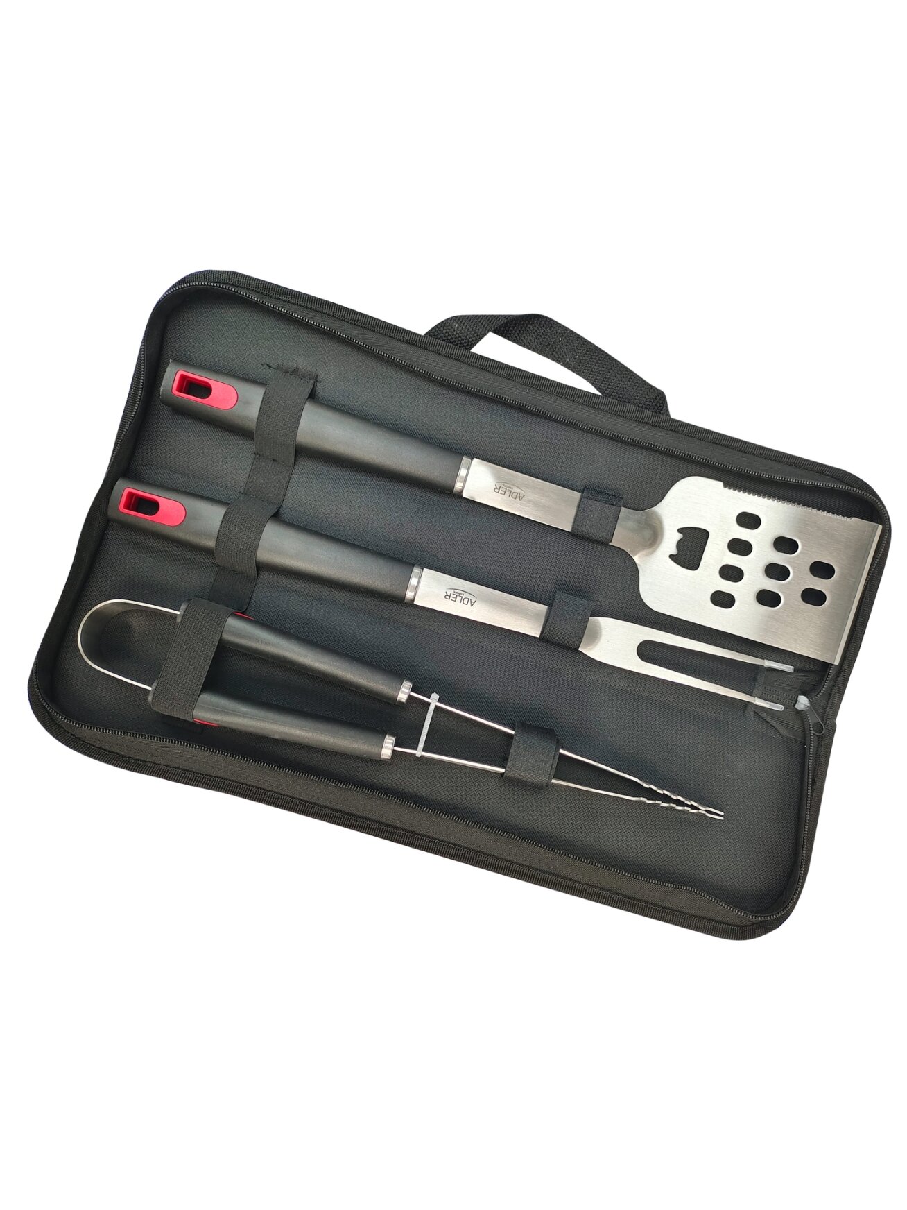 Adler | Grill Utensil Set with Carrying Case | AD 6727 | Grill Cutlery Set | 4 pc(s) | Stainless Steel/Black 6 Adler | Grill Utensil Set with Carrying Case | AD 6727 | Grill Cutlery Set | 4 pc(s) | Stainless Steel/Black 6