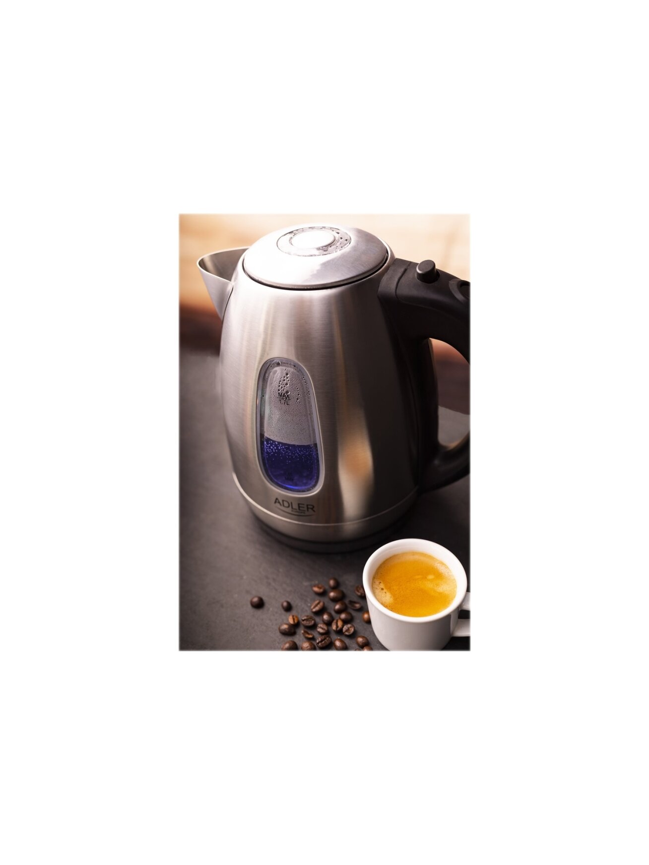 Adler | Kettle | AD 1223 | Standard | 2200 W | 1.7 L | Stainless steel | 360° rotational base | Stainless steel 9 Adler | Kettle | AD 1223 | Standard | 2200 W | 1.7 L | Stainless steel | 360° rotational base | Stainless steel 9