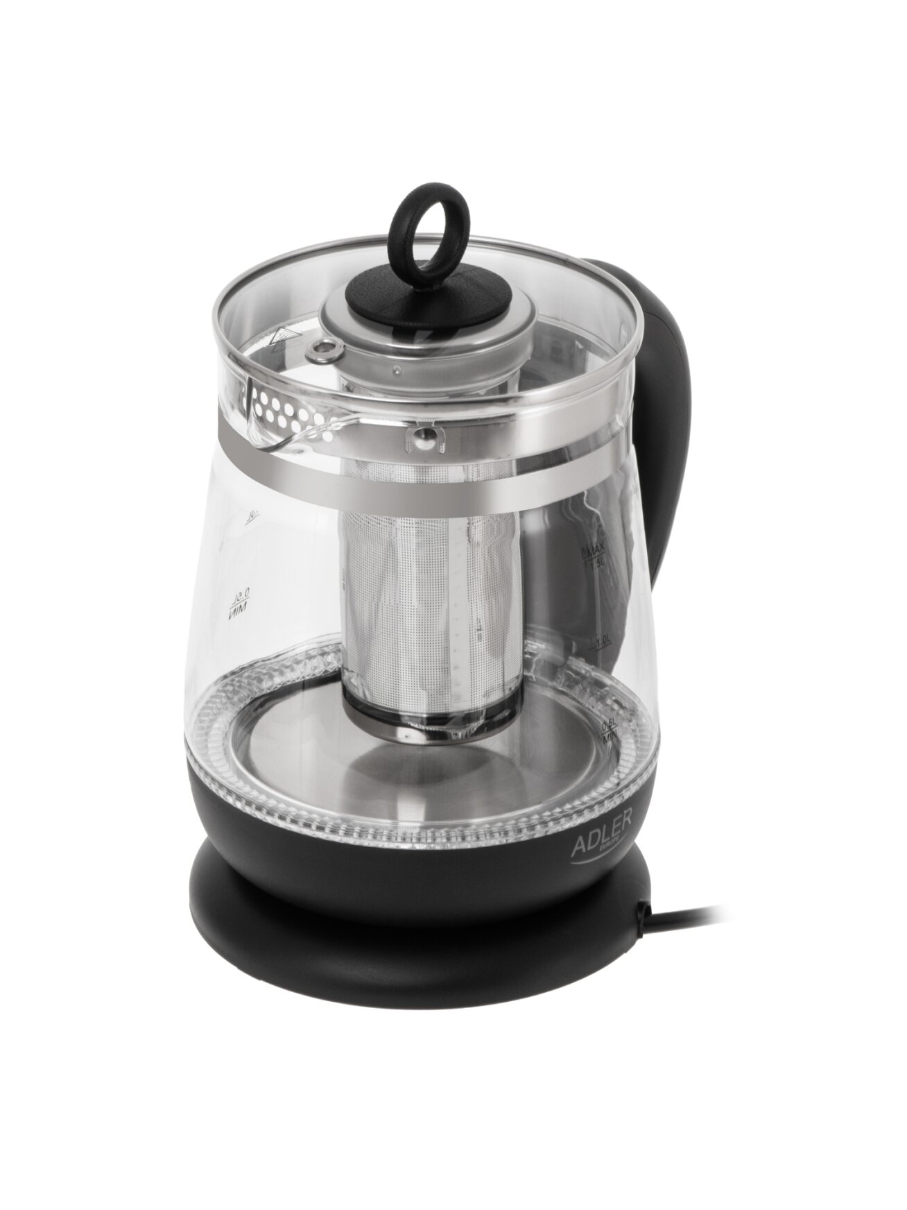 Adler Kettle | AD 1299 | Electric | 2200 W | 1.5 L | Glass | 360° rotational base | Black 2