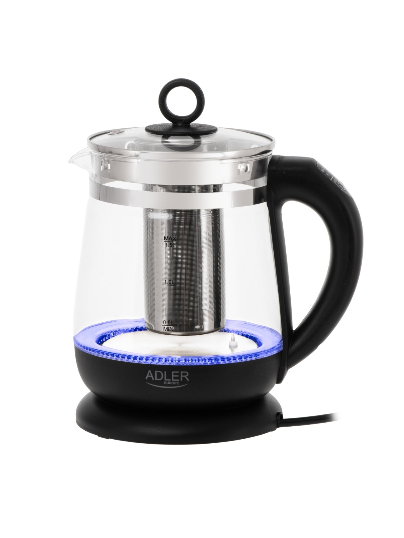 Adler Kettle | AD 1299 | Electric | 2200 W | 1.5 L | Glass | 360° rotational base | Black Adler Kettle | AD 1299 | Electric | 2200 W | 1.5 L | Glass | 360° rotational base | Black