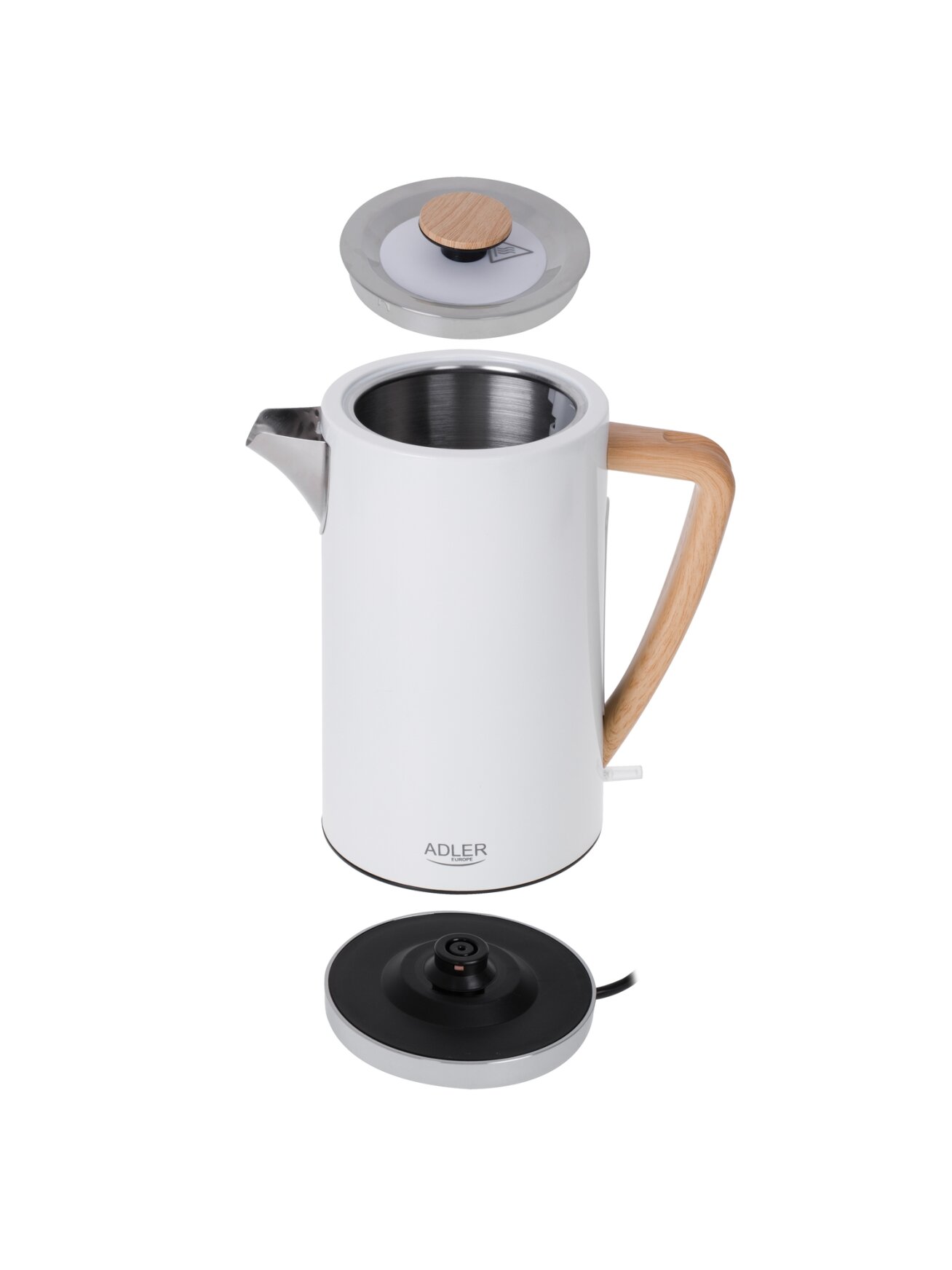 Adler | Kettle | AD 1347w | Electric | 2200 W | 1.5 L | Stainless steel | 360° rotational base | White 5