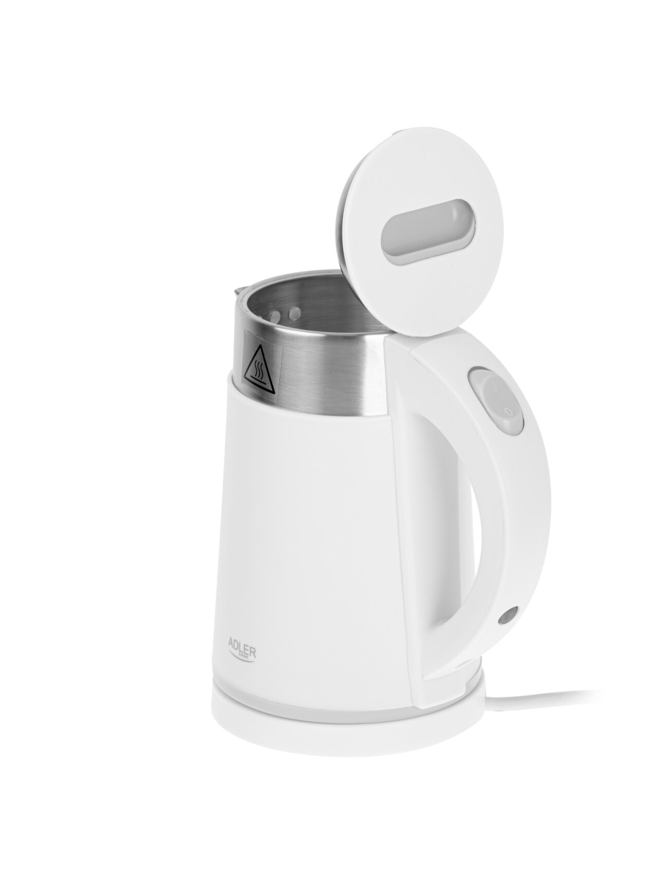 Adler | Kettle | AD 1372 | Electric | 800 W | 0.6 L | Plastic/Stainless steel | 360° rotational base | White 3 Adler | Kettle | AD 1372 | Electric | 800 W | 0.6 L | Plastic/Stainless steel | 360° rotational base | White 3