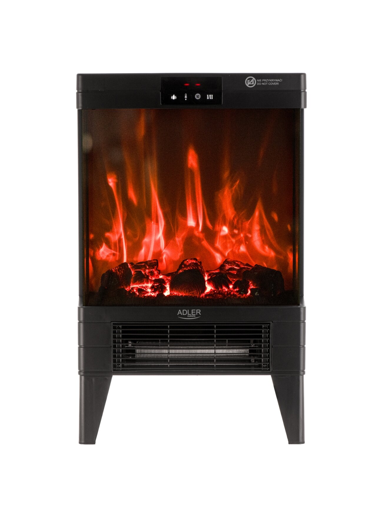 Adler LED electric fireplace with remote control | AD 7755 | Ceramic Heater | 2000 W | Number of power levels 2 | Black 1