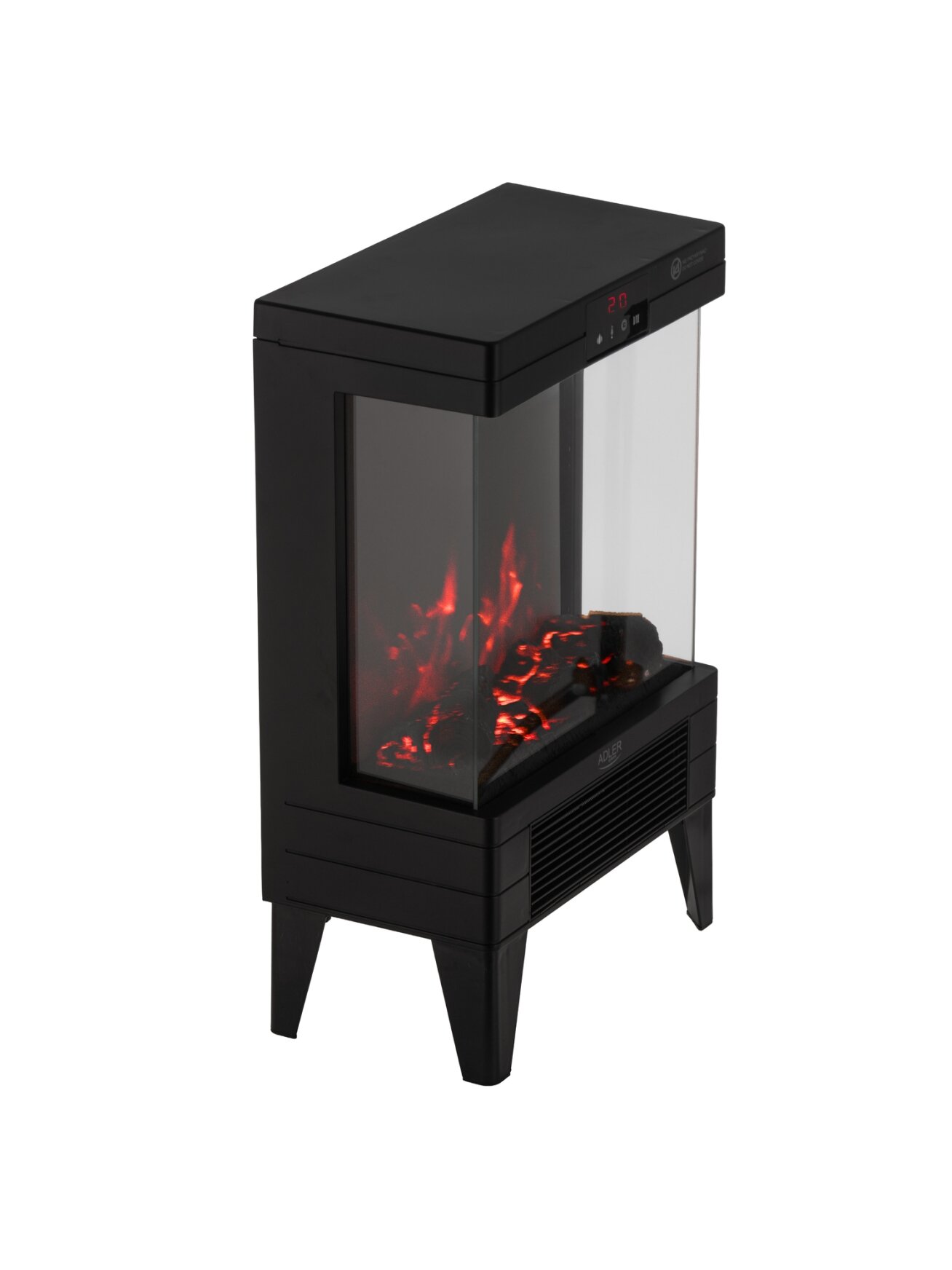 Adler LED electric fireplace with remote control | AD 7755 | Ceramic Heater | 2000 W | Number of power levels 2 | Black 3