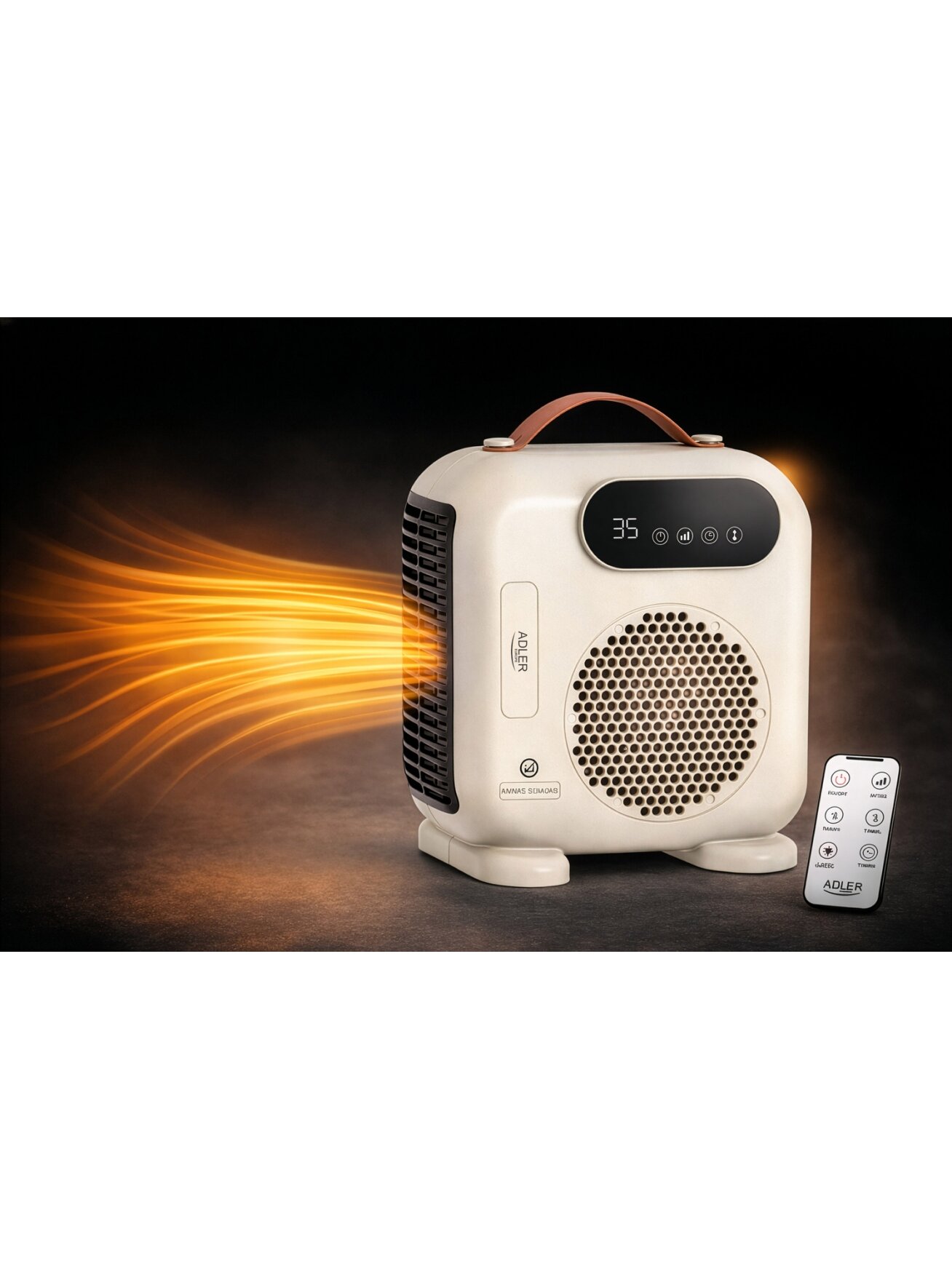 Adler LED Fan Heater with Remote Control | AD 7756 | Fan heater | 2000 W | Beige | IPX0 7