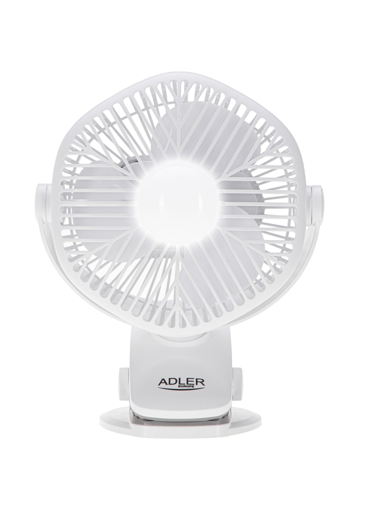 Adler Rechargeable fan with clip | AD 7335 | Table Fan | 6 W | Diameter 12.7 cm | Number of speeds 3 | Oscillation | White