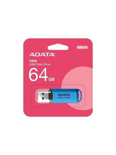 ADATA | USB Flash Drive | C906 | 64 GB | USB 2.0 | Blue ADATA | USB Flash Drive | C906 | 64 GB | USB 2.0 | Blue