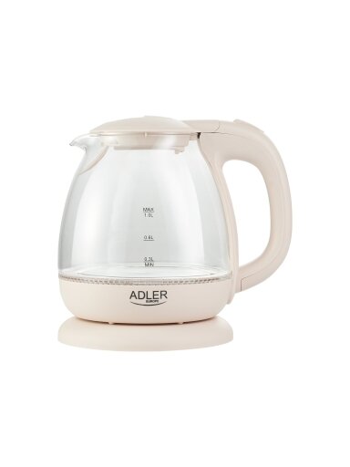 Adler | Kettle | AD 1283C | Electric | 900 W | 1 L | Glass/Stainless steel | 360° rotational base | Cream Adler | Kettle | AD 1283C | Electric | 900 W | 1 L | Glass/Stainless steel | 360° rotational base | Cream
