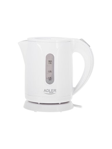 Adler | Kettle | AD 1371w | Electric | 850 W | 0.8 L | Stainless steel/Polypropylene | 360° rotational base | White Adler | Kettle | AD 1371w | Electric | 850 W | 0.8 L | Stainless steel/Polypropylene | 360° rotational base | White