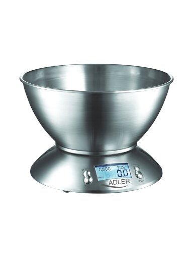 Adler | Kitchen scales | AD 3134 | Maximum weight (capacity) 5 kg | Graduation 1 g | Stainless steel Adler | Kitchen scales | AD 3134 | Maximum weight (capacity) 5 kg | Graduation 1 g | Stainless steel
