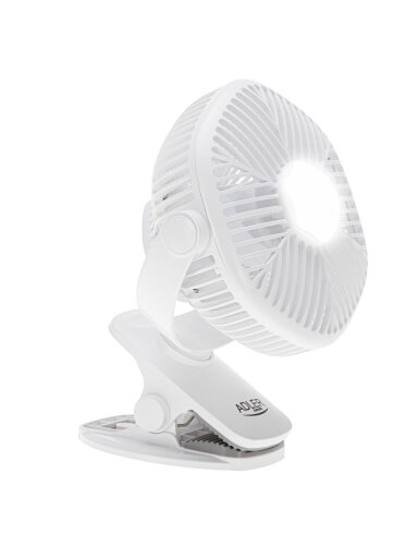 Adler Rechargeable fan with clip | AD 7335 | Table Fan | 6 W | Diameter 12.7 cm | Number of speeds 3 | Oscillation | White