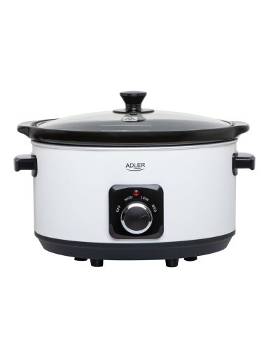 Adler | Slow Cooker | AD 6413w | 290 W | 5.8 L | Number of programs 3 | White Adler | Slow Cooker | AD 6413w | 290 W | 5.8 L | Number of programs 3 | White