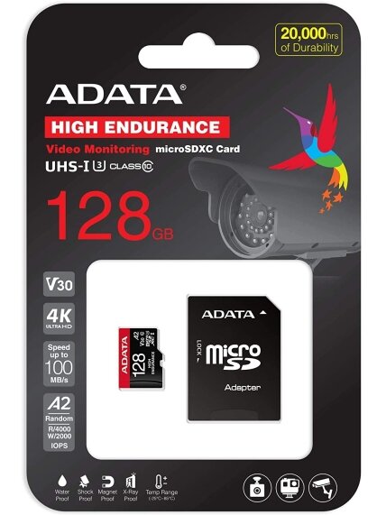 ADATA | AUSDX128GUI3V30SHA2-RA1 Memory Card | 128 GB | MicroSDXC | Flash memory class 10 | Adapter 3 ADATA | AUSDX128GUI3V30SHA2-RA1 Memory Card | 128 GB | MicroSDXC | Flash memory class 10 | Adapter 3