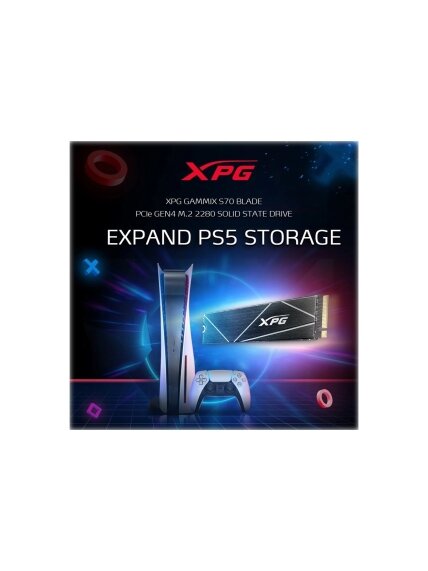 ADATA | XPG Gammix S70 BLADE | 1000 GB | SSD form factor M.2 2280 | Solid-state drive interface PCIe Gen4x4 | Read speed 7400 MB/s | Write speed 6400 MB/s 5 ADATA | XPG Gammix S70 BLADE | 1000 GB | SSD form factor M.2 2280 | Solid-state drive interface PCIe Gen4x4 | Read speed 7400 MB/s | Write speed 6400 MB/s 5
