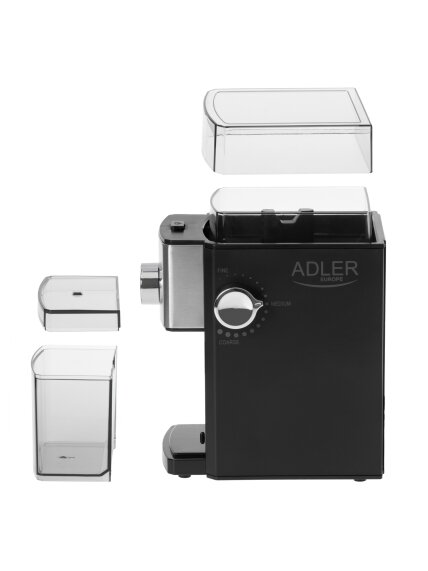 Adler | Coffee Grinder | AD 4448 | 300 W | Coffee beans capacity 250 g | Number of cups 12 per container pc(s) | Black 3 Adler | Coffee Grinder | AD 4448 | 300 W | Coffee beans capacity 250 g | Number of cups 12 per container pc(s) | Black 3