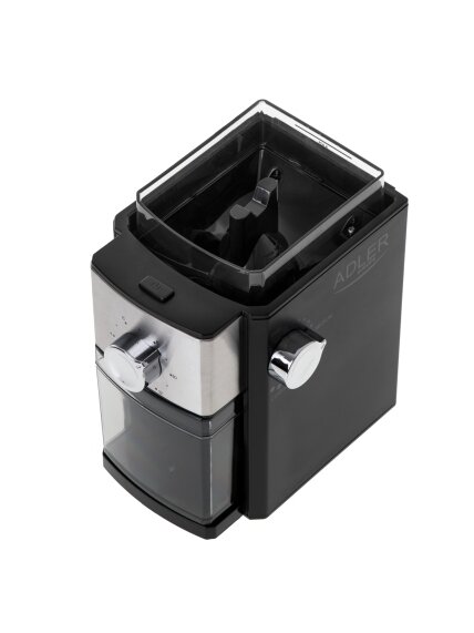 Adler | Coffee Grinder | AD 4448 | 300 W | Coffee beans capacity 250 g | Number of cups 12 per container pc(s) | Black 4 Adler | Coffee Grinder | AD 4448 | 300 W | Coffee beans capacity 250 g | Number of cups 12 per container pc(s) | Black 4