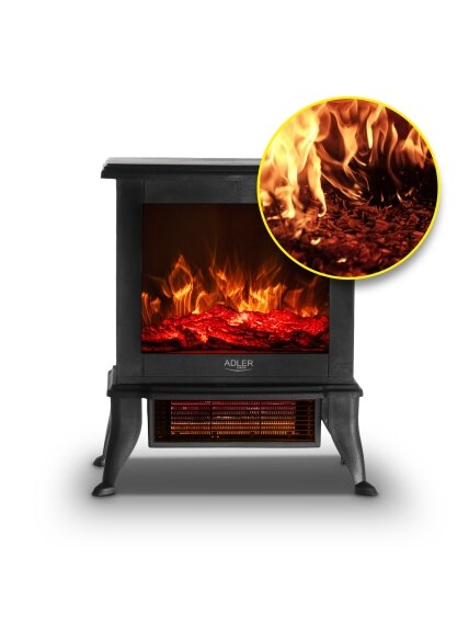 Adler Electric Fireplace | AD 7754 | Ceramic | 1800 W | Number of power levels 2 | Black 15