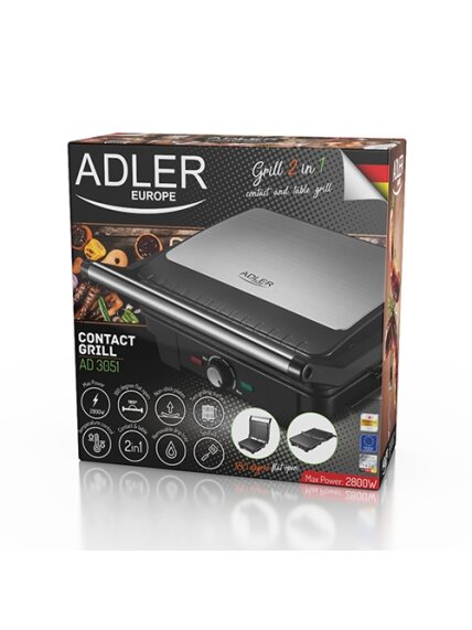 Adler | Electric Grill XL | AD 3051 | Table | 2800 W | Black/Stainless steel 11 Adler | Electric Grill XL | AD 3051 | Table | 2800 W | Black/Stainless steel 11