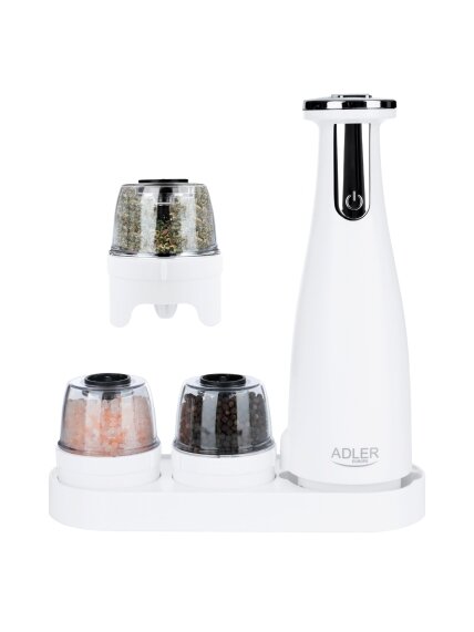 Adler | Electric Salt and pepper grinder | AD 4449w | Housing material ABS plastic | 7 W | Lithium | Matte White 1 Adler | Electric Salt and pepper grinder | AD 4449w | Housing material ABS plastic | 7 W | Lithium | Matte White 1