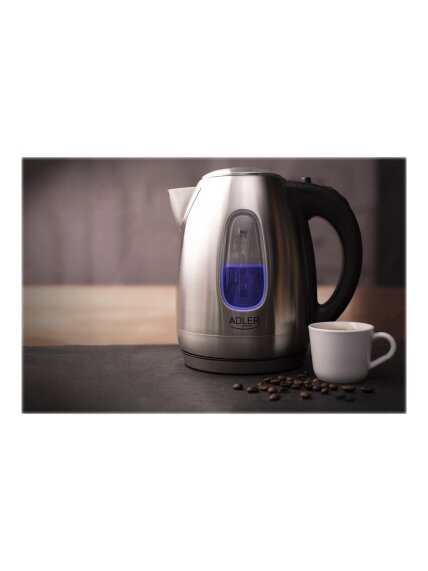 Adler | Kettle | AD 1223 | Standard | 2200 W | 1.7 L | Stainless steel | 360° rotational base | Stainless steel 8 Adler | Kettle | AD 1223 | Standard | 2200 W | 1.7 L | Stainless steel | 360° rotational base | Stainless steel 8