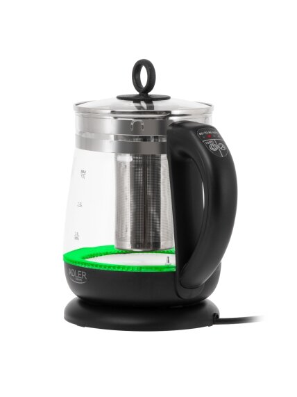 Adler Kettle | AD 1299 | Electric | 2200 W | 1.5 L | Glass | 360° rotational base | Black 3