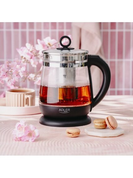 Adler Kettle | AD 1299 | Electric | 2200 W | 1.5 L | Glass | 360° rotational base | Black 9 Adler Kettle | AD 1299 | Electric | 2200 W | 1.5 L | Glass | 360° rotational base | Black 9