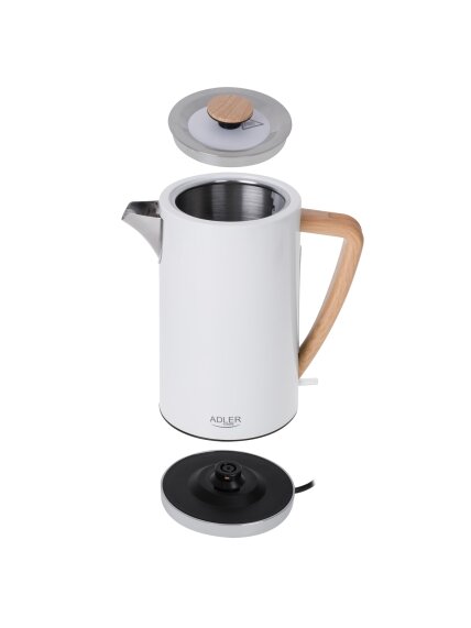 Adler | Kettle | AD 1347w | Electric | 2200 W | 1.5 L | Stainless steel | 360° rotational base | White 5