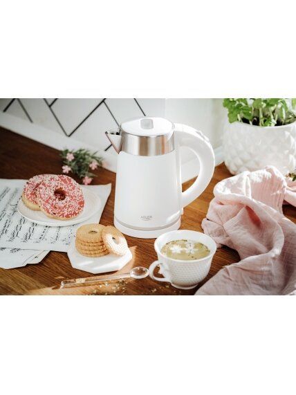 Adler | Kettle | AD 1372 | Electric | 800 W | 0.6 L | Plastic/Stainless steel | 360° rotational base | White 7 Adler | Kettle | AD 1372 | Electric | 800 W | 0.6 L | Plastic/Stainless steel | 360° rotational base | White 7