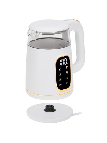 Adler Kettle with LED Display | AD 1305 | Electric | 2200 W | 1.7 L | Plastic | 360° rotational base | White/Gold 5