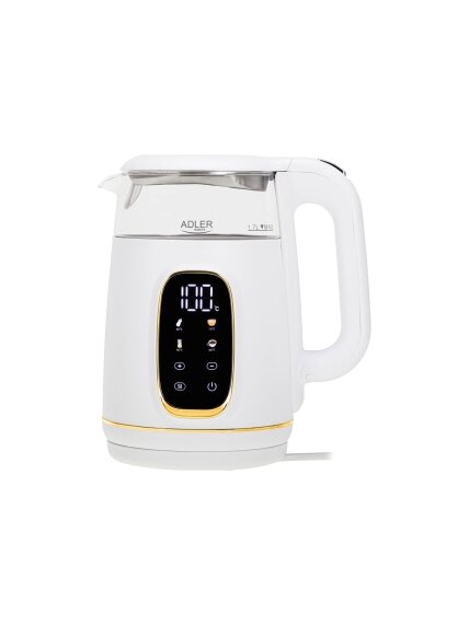 Adler Kettle with LED Display | AD 1305 | Electric | 2200 W | 1.7 L | Plastic | 360° rotational base | White/Gold