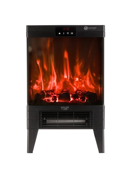 Adler LED electric fireplace with remote control | AD 7755 | Ceramic Heater | 2000 W | Number of power levels 2 | Black 1