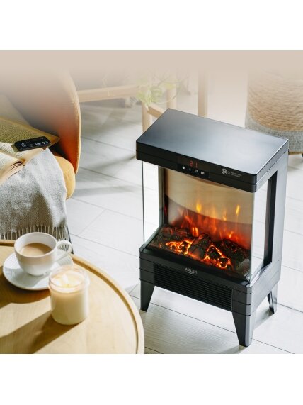 Adler LED electric fireplace with remote control | AD 7755 | Ceramic Heater | 2000 W | Number of power levels 2 | Black 12