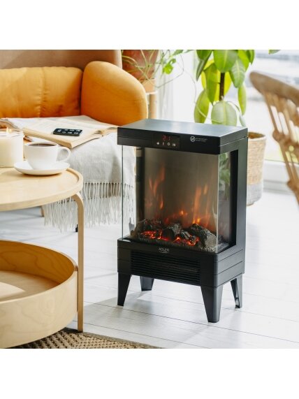 Adler LED electric fireplace with remote control | AD 7755 | Ceramic Heater | 2000 W | Number of power levels 2 | Black 9
