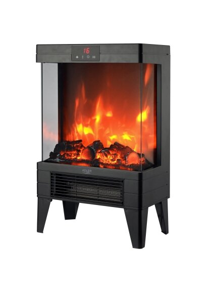 Adler LED electric fireplace with remote control | AD 7755 | Ceramic Heater | 2000 W | Number of power levels 2 | Black
