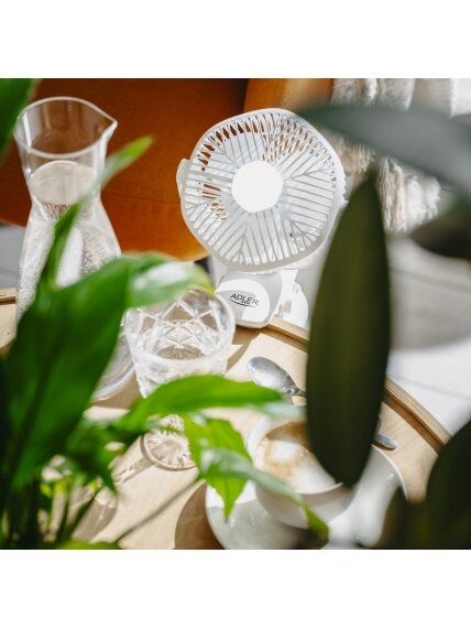 Adler Rechargeable fan with clip | AD 7335 | Table Fan | 6 W | Diameter 12.7 cm | Number of speeds 3 | Oscillation | White 13
