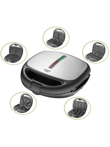 Adler | Sandwich maker | AD 3040 | Number of plates 5 | Multigrill | Number of pastry 2 | 1200 W | Ceramic coating | Black 1