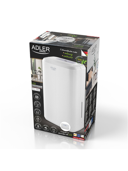 Adler | Compressor Air Dehumidifier | AD 7861 | Power 280 W | Suitable for rooms up to 60 m³ | Water tank capacity 2 L | White 1