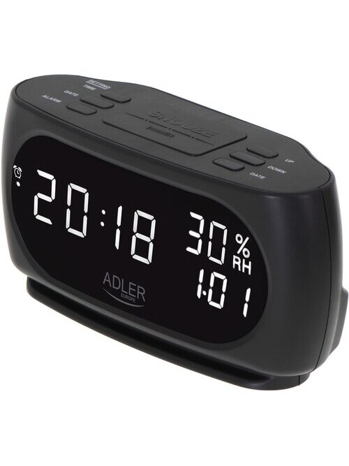 Adler | Clock with Thermometer | AD 1186 | Black 1 Adler | Clock with Thermometer | AD 1186 | Black 1