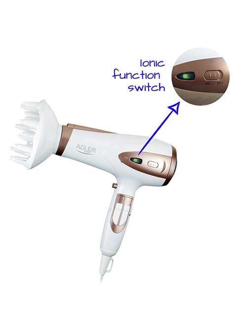 Adler | Hair Dryer | AD 2248 | 2400 W | Number of temperature settings 3 | Ionic function | Diffuser nozzle | White 2 Adler | Hair Dryer | AD 2248 | 2400 W | Number of temperature settings 3 | Ionic function | Diffuser nozzle | White 2