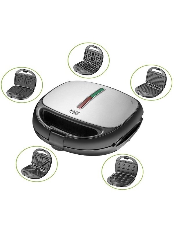 Adler | Sandwich maker | AD 3040 | Number of plates 5 | Multigrill | Number of pastry 2 | 1200 W | Ceramic coating | Black 1