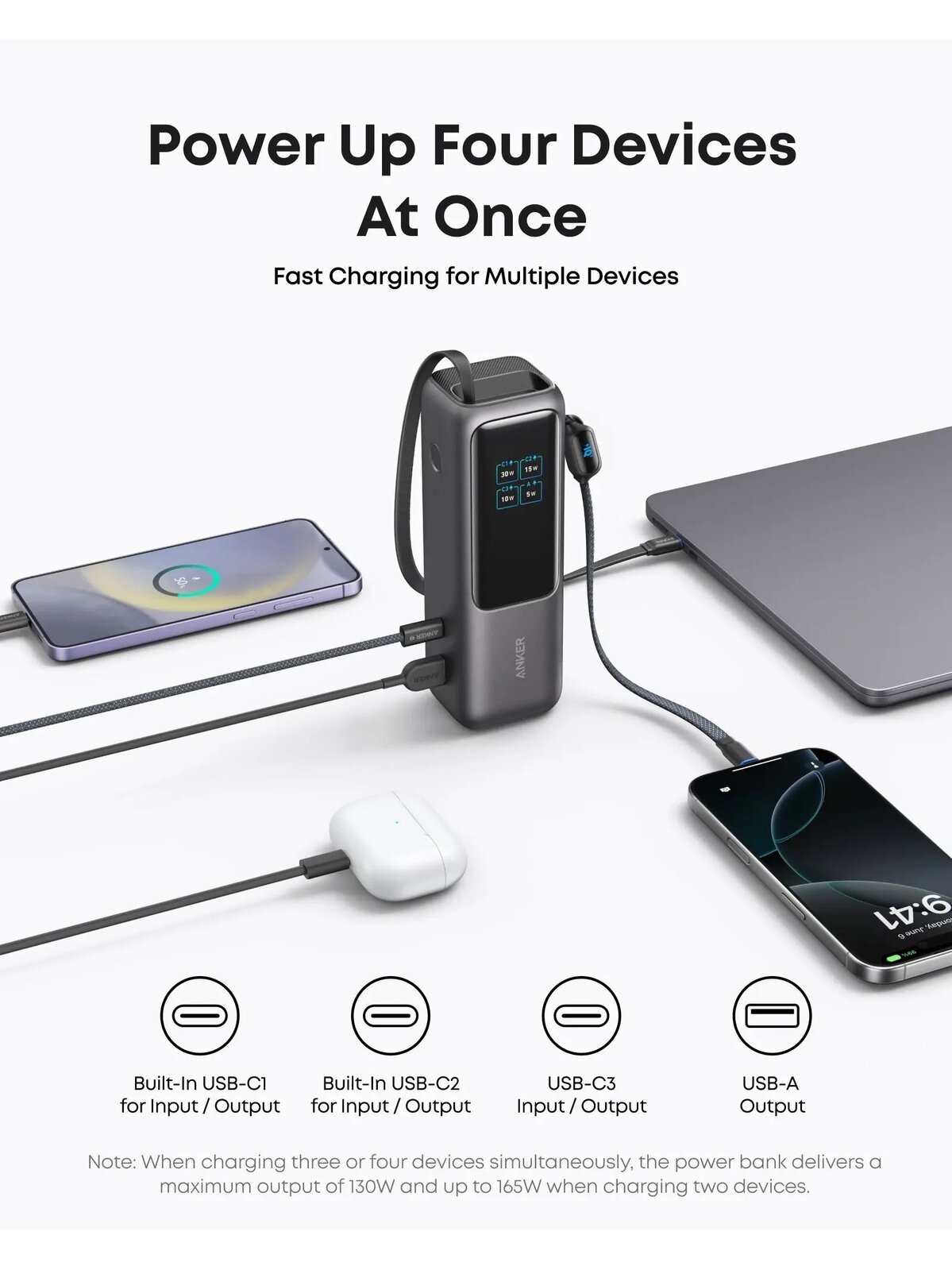 Anker Zolo Powerbank | A1695H11 | 25000 mAh | Built-In USB-C and Retractable Cable) | Grey 2 Anker Zolo Powerbank | A1695H11 | 25000 mAh | Built-In USB-C and Retractable Cable) | Grey 2