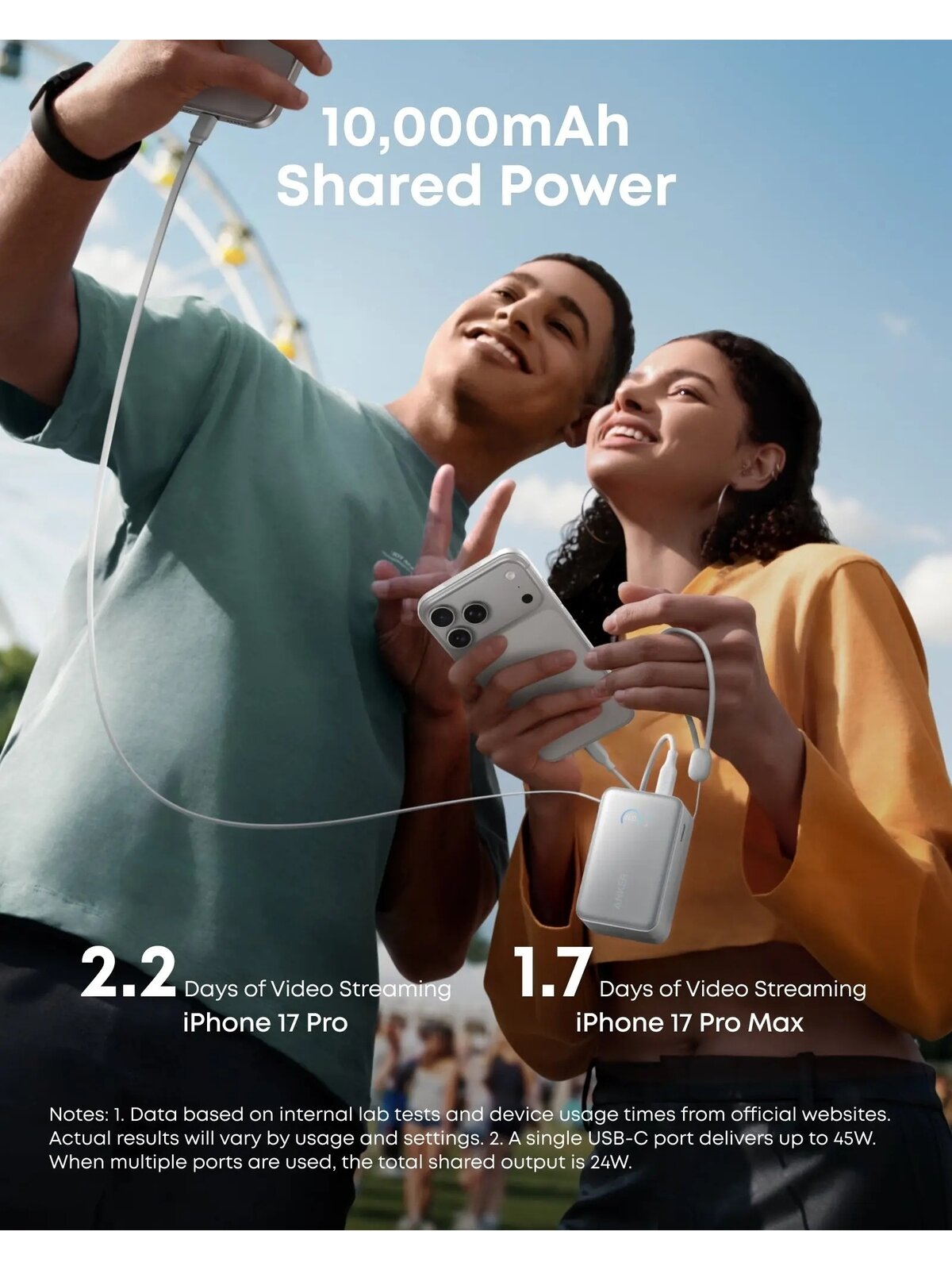 Anker Nano Power Bank 45W with Built-In Retractable USB-C Cable | A1638H21 | 10000 mAh | White 2 Anker Nano Power Bank 45W with Built-In Retractable USB-C Cable | A1638H21 | 10000 mAh | White 2